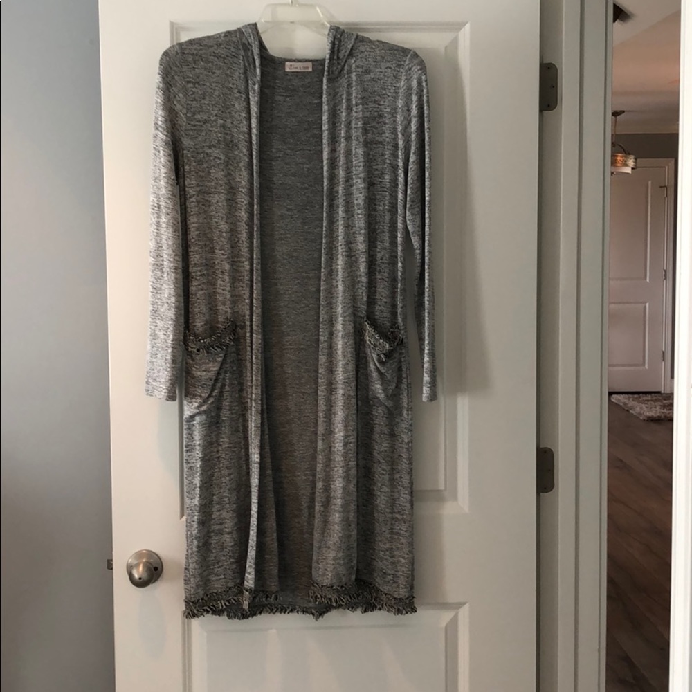Grey sweater duster